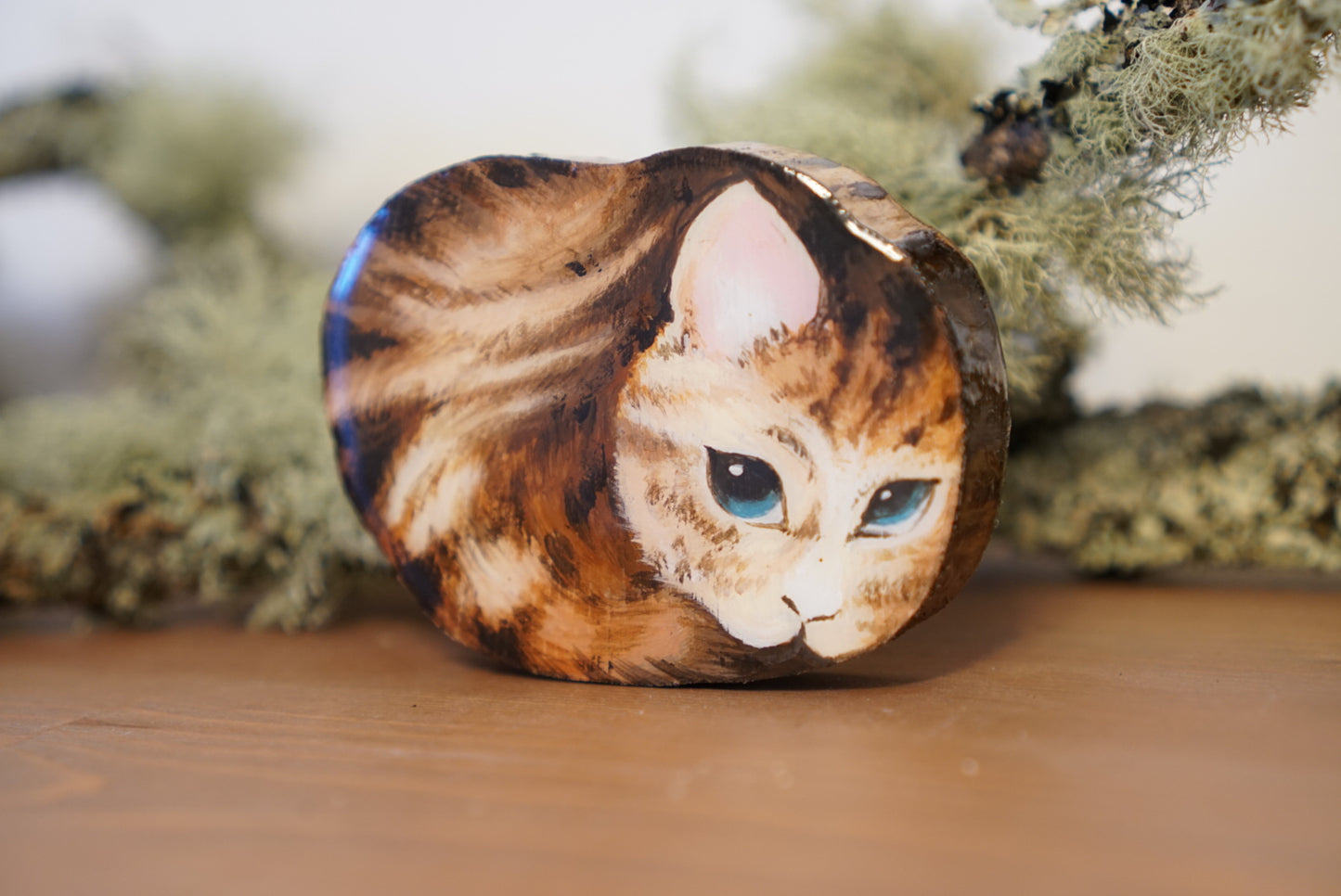 Dreams of the Flower Cat on Wood