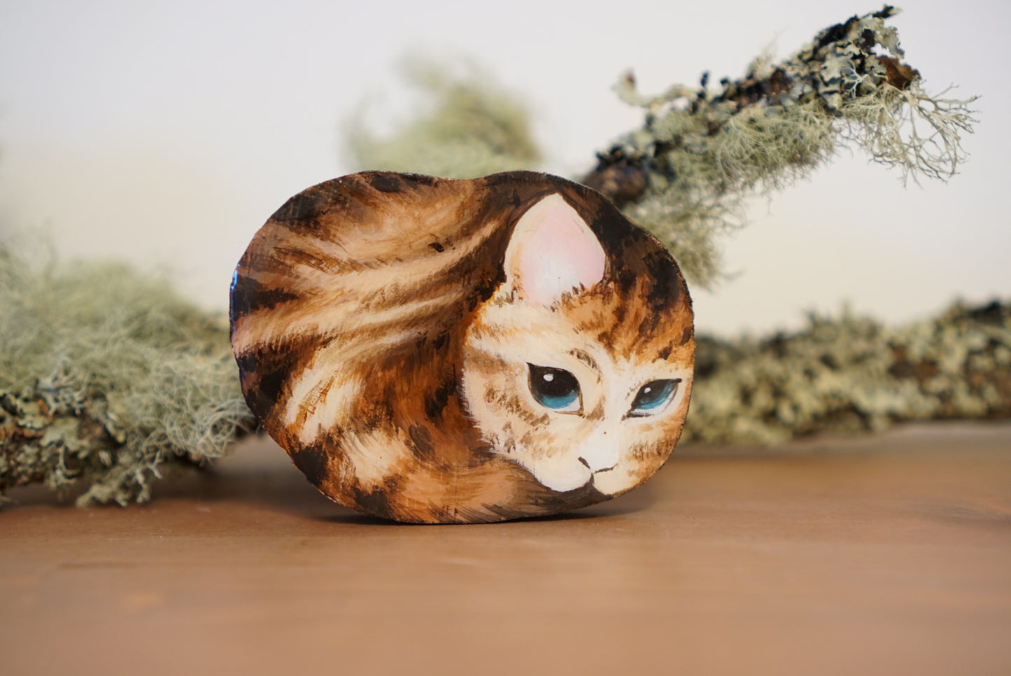 Dreams of the Flower Cat on Wood