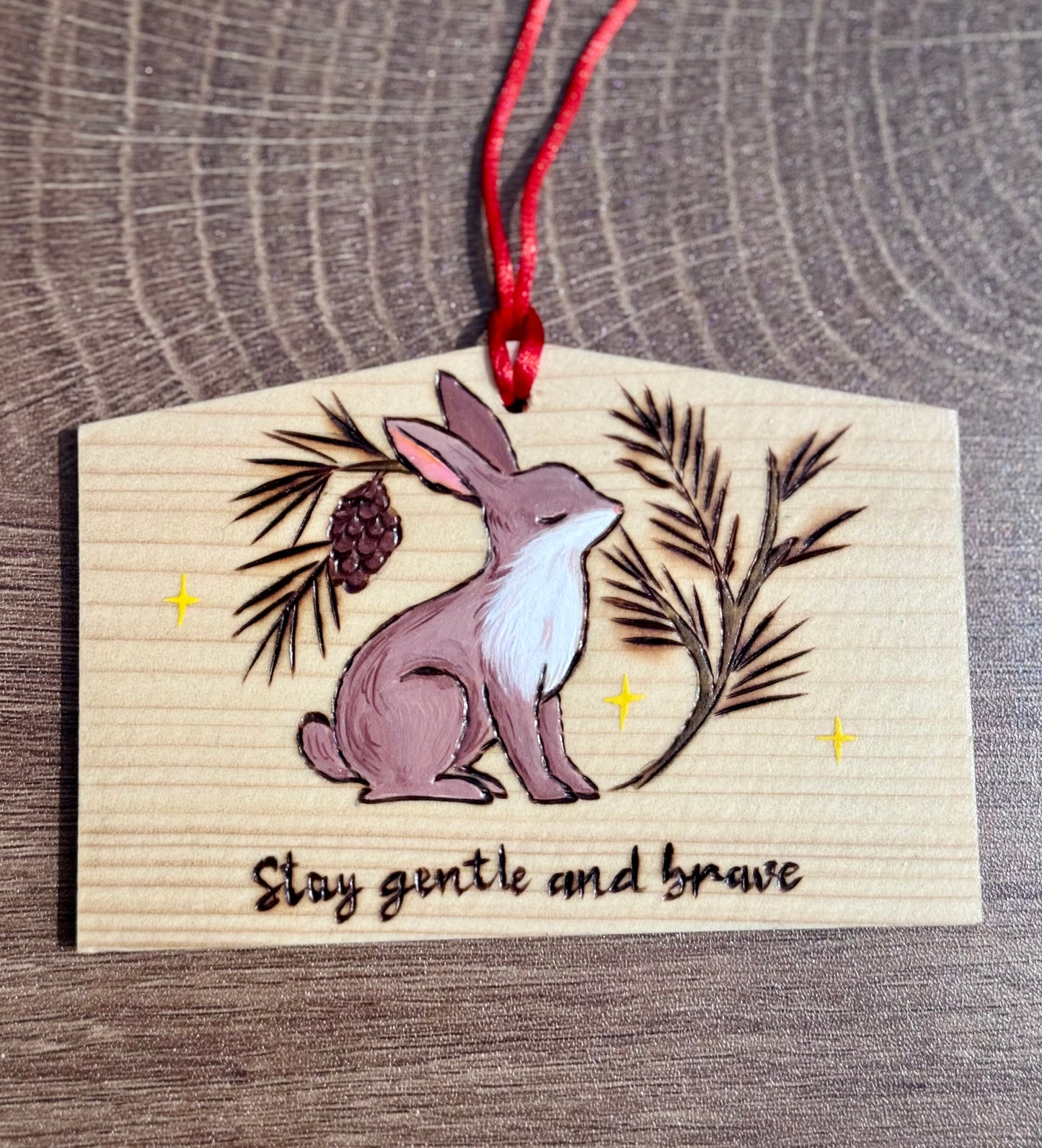 🐇 Stay gentle and brave – Rabbit Plaque