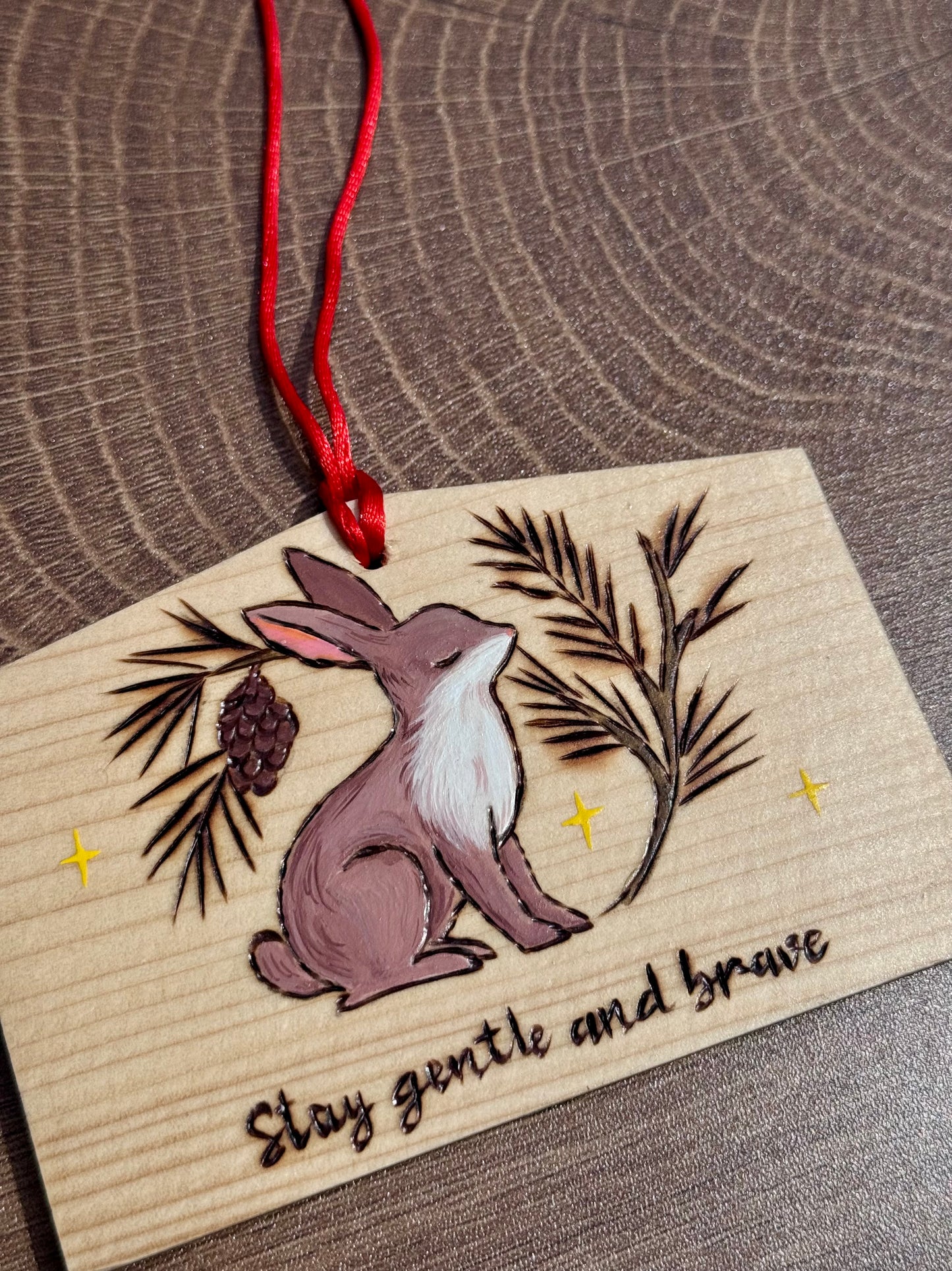 🐇 Stay gentle and brave – Rabbit Plaque